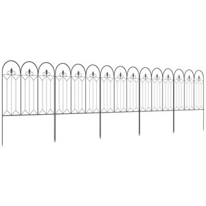 Outsunny 5-Panel Black Steel Decorative Garden Fence - 31-in H x 10-ft W