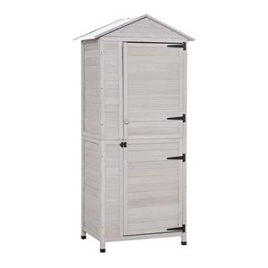 Outsunny 36 W x 25 D x 79-in H Light Grey Outdoor Wooden Garden Shed w/ Shelves