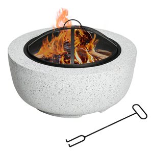 Outsunny 24 dia x 15-in H Grey Stone-Like Outdoor Wood-burning Fireplace