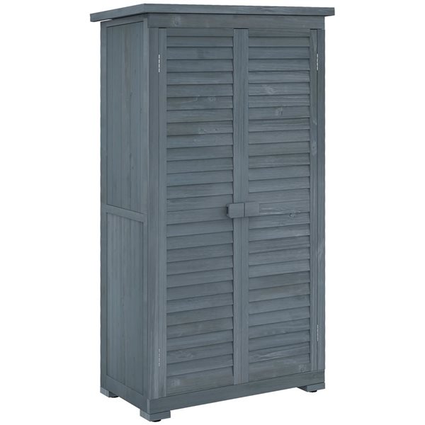 Abri de jardin en bois pour l'extérieur Outsunny 34.3 l. x 18.3 p. x 63 po h. 3 niveaux de tablettes, gris