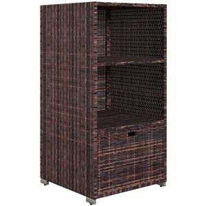 Meuble de rangement pour serviettes de piscine Outsunny en osier polyéthylène brun 47 po h.,  2 tablettes et 1 tiroir