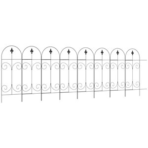 Outsunny 8-Panel Black Steel Scrollworks Design Decorative Garden Fence - 12.5-ft x 44.1-in H