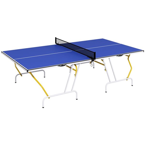 Soozier Foldable Outdoor/Indoor Full-Size Ping Pong/Tennis Table - Blue