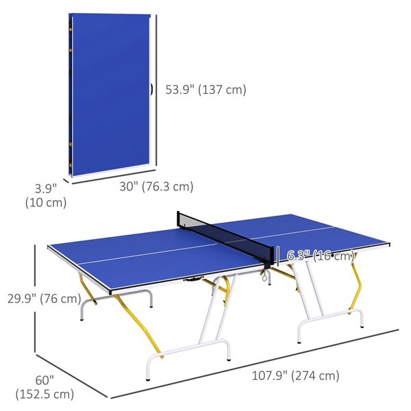 Table de ping-pong/tennis de table pliable Soozier pour extérieur/intérieur, bleu