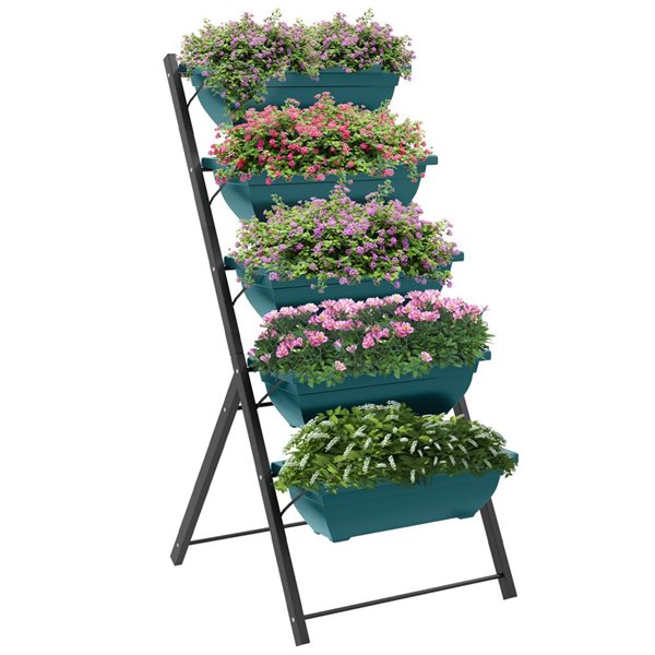 Outsunny 25 W x 22 D x 47in H 5Tier Outdoor Raised Garden Bed w/ 5