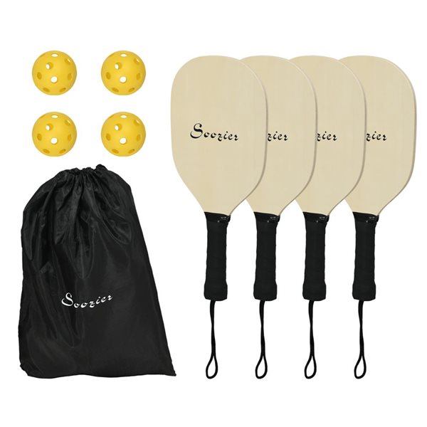 Lot De 4 Raquettes De Plage / Pickleball En Bois Vintage - Occasion - Fabriqué à Taïwan