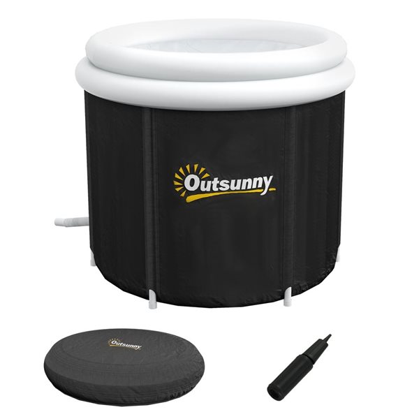 Outsunny 33.5 dia x 29.5-in H Black Portable Inflatable Ice Bath with Thermo Lid