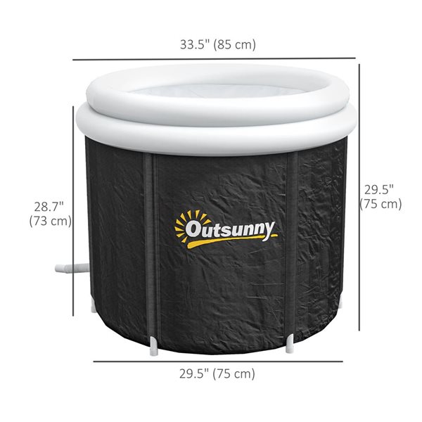 Outsunny 33.5 dia x 29.5-in H Black Portable Inflatable Ice Bath with Thermo Lid