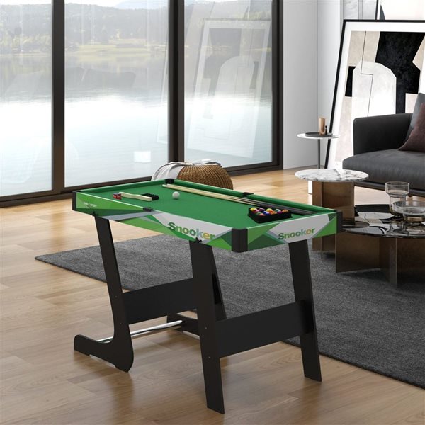 Ensemble de table de billard compact pliable Soozier avec queues, boules, craie, triangle et brosse, 41 po L.