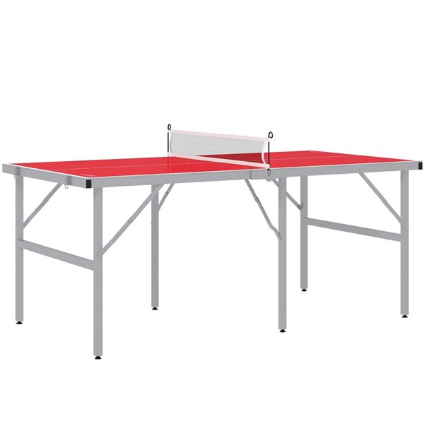 Soozier Outdoor/Indoor Ping Pong Table Set w/ Net, Paddles and Balls - Red