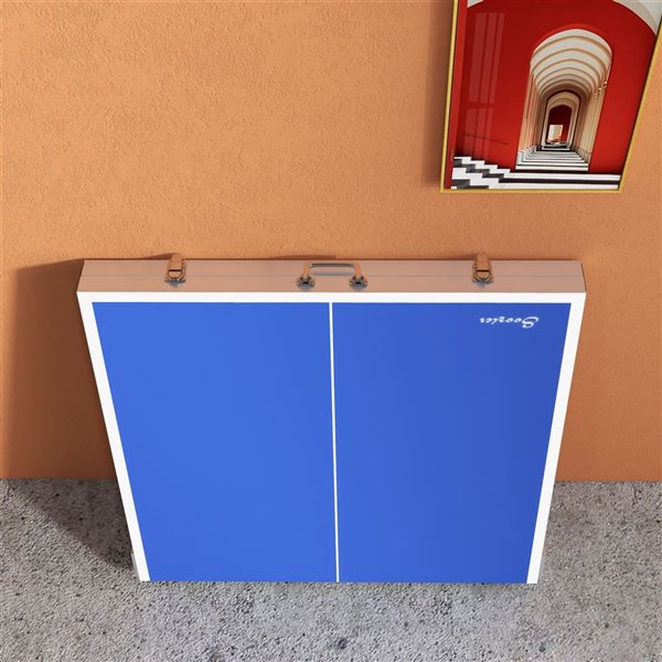 Table de ping-pong d'intérieur/extérieur Soozier avec filet, raquettes et balles, bleu