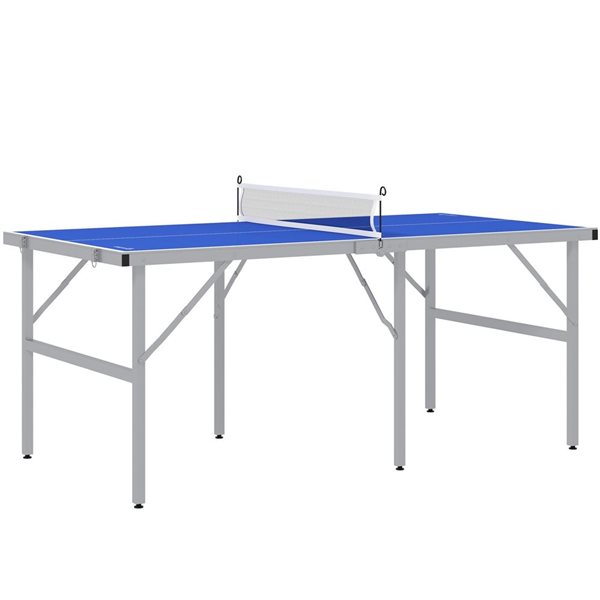 Soozier Outdoor/Indoor Ping Pong Table Set w/ Net, Paddles and Balls - Blue