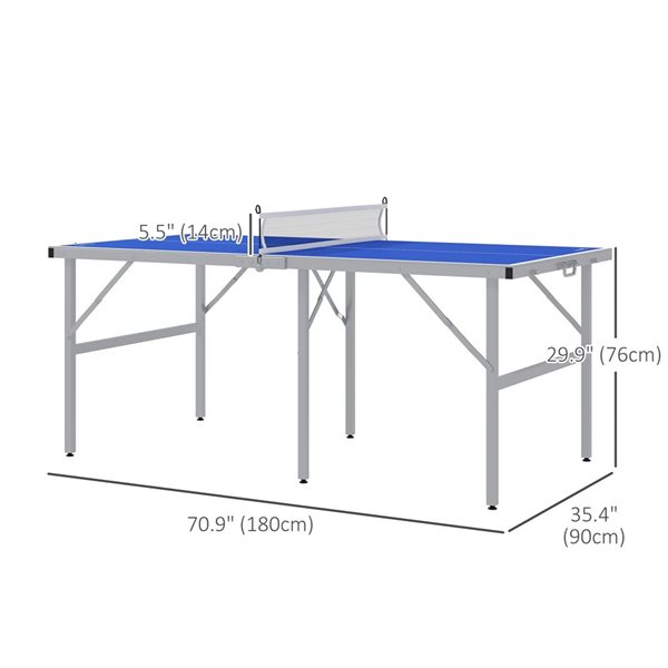 Table de ping-pong d'intérieur/extérieur Soozier avec filet, raquettes et balles, bleu