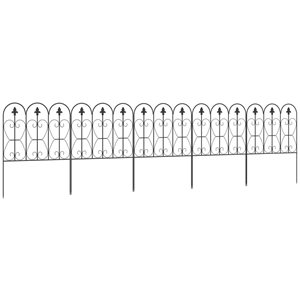 Outsunny 5-Panel Black Steel Decorative Garden Fence - 33-in H x 10-ft W