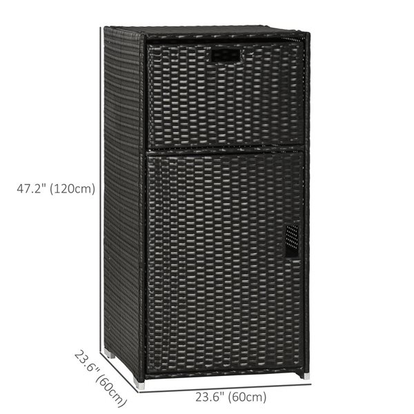 Outsunny 24 L x 24 W x 47-in H Dark Brown PE Wicker Pool Towel Storage Cabinet