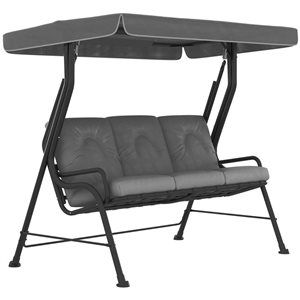 Chaise balançoire de patio en métal pour 3 personnes Outsunny avec auvent, gris clair