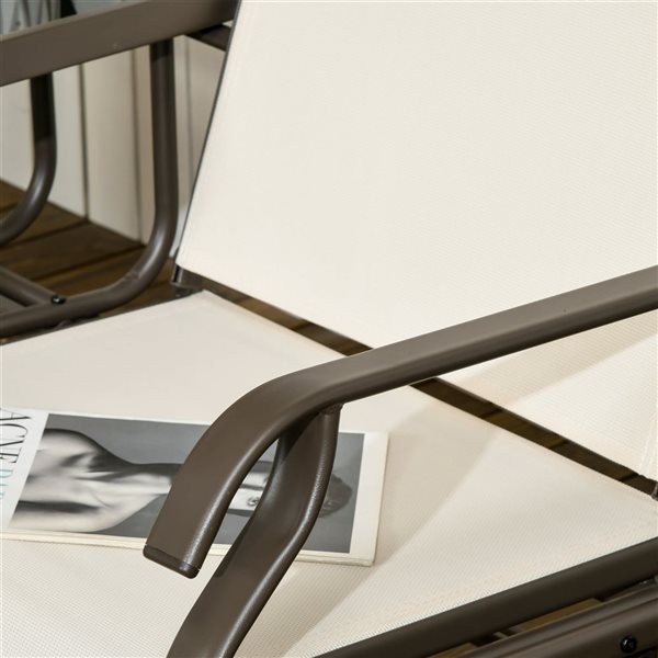 Outsunny Beige Outdoor Glider Bench with Table for 2