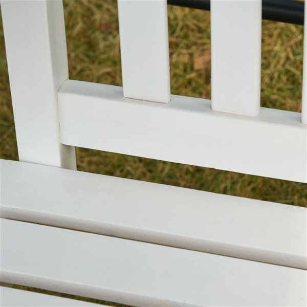 Outsunny White 2-Seater Porch Swing Chair with Slatted Design