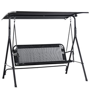 Chaise balançoire de patio pour 2 personnes Outsunny avec auvent réglable, noir