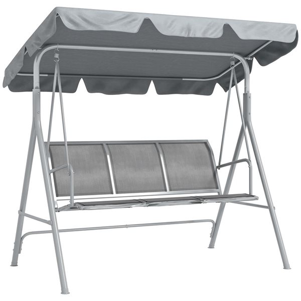 Outsunny 3-Seater Outdoor Swing Chair with Canopy - Grey