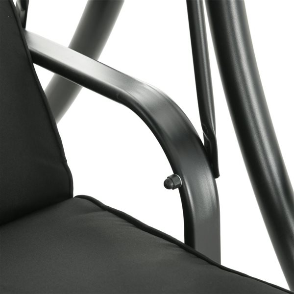 Outsunny Black 3-Seat Outdoor Swing Bench with Adjustable Canopy and Coffee Tables