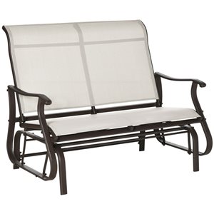 Banc coulissant d'extérieur pour 2 personnes Outsunny, blanc crème