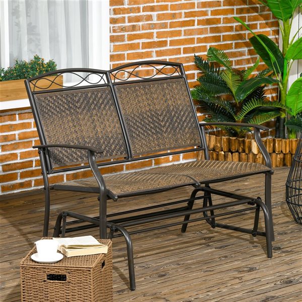 Chaise de patio pour 2 personnes en rotin marron Outsunny