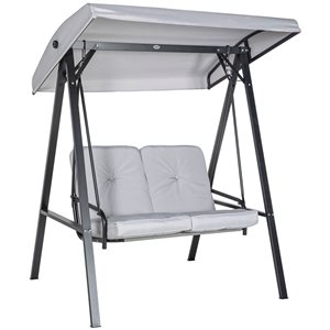 Balançoire d'extérieur 2 places avec auvent Outsunny, gris