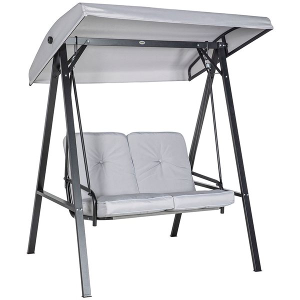 Outsunny Grey 2 Seater Outdoor Swing Chair with Canopy