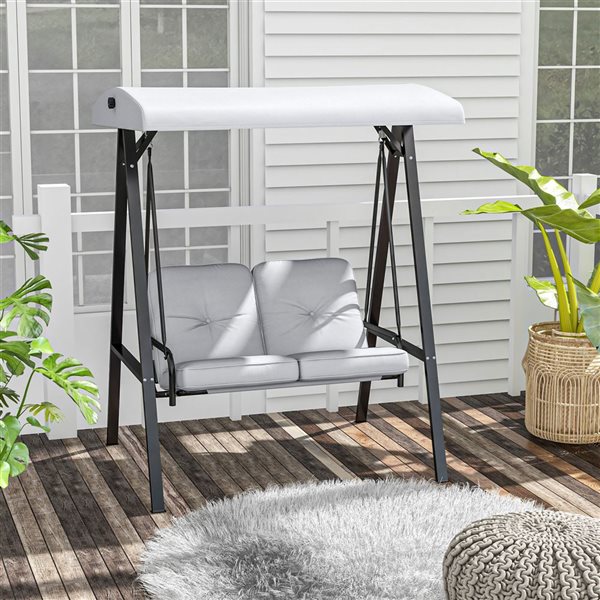 Outsunny Grey 2 Seater Outdoor Swing Chair with Canopy