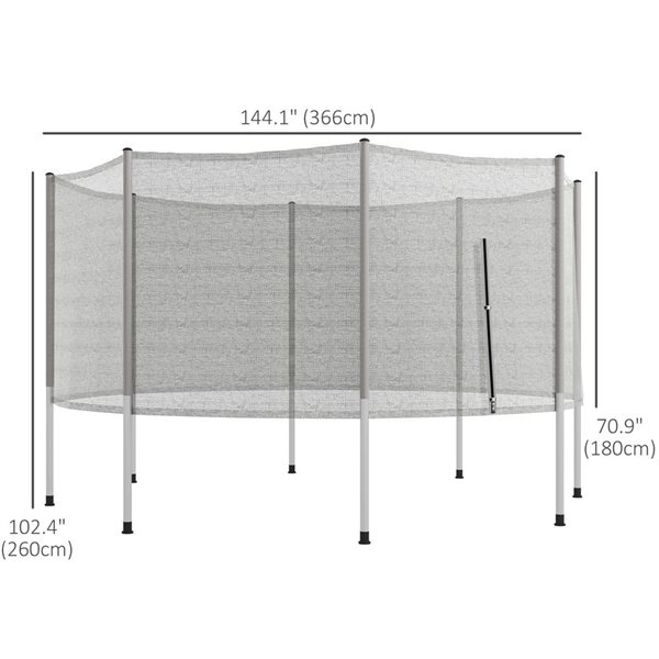 Filet de sécurité de remplacement 12 pi  et 8 poteaux pour trampoline Soozier