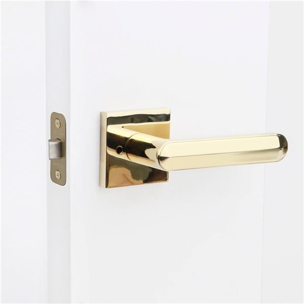 McBowery Beaux Polished Brass Combined Modern Interior Privacy/Passage Right Hand Door Handle