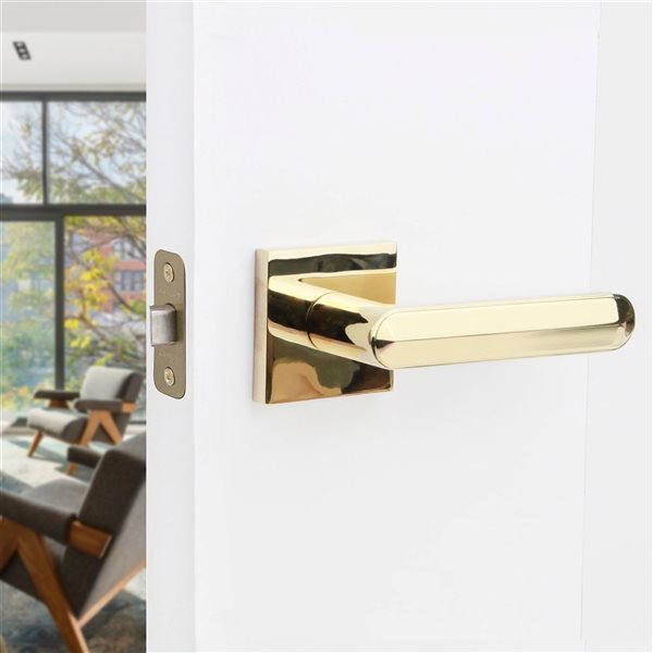 McBowery Beaux Polished Brass Combined Modern Interior Privacy/Passage Right Hand Door Handle