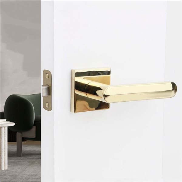 McBowery Beaux Polished Brass Combined Modern Interior Privacy/Passage Right Hand Door Handle