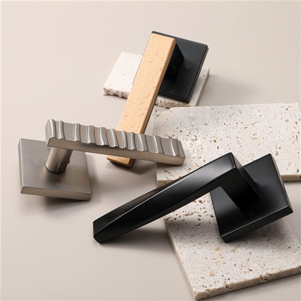 McBowery Groove 2-Pack Satin Nickel Modern Interior Dummy Door Handle