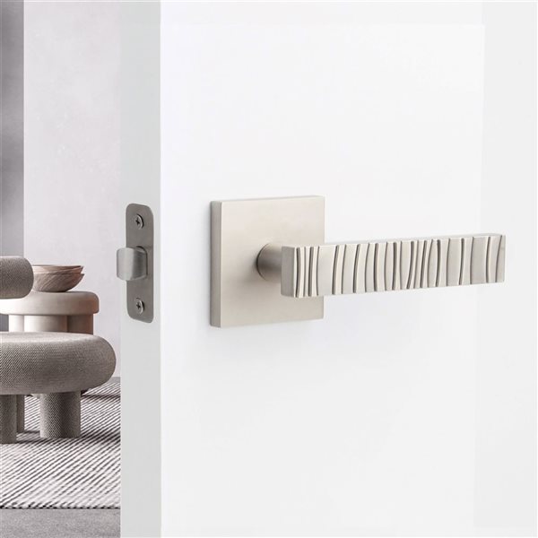 McBowery Groove 2-Pack Satin Nickel Modern Interior Dummy Door Handle