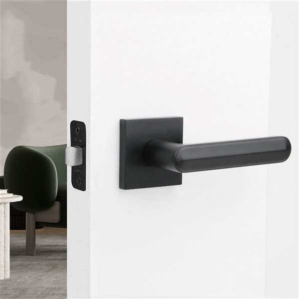 Poignée de porte factice intérieure Beaux par McBowery moderne noir mat, paquet de 2