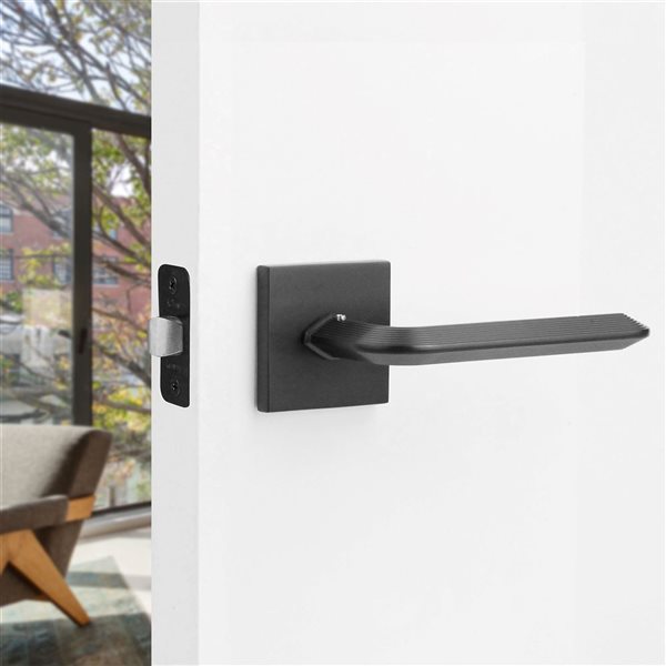 McBowery Crosby Matte Black Combined Modern Interior Privacy/Passage Right Hand Door Handle