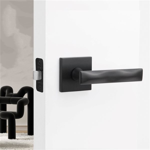 Poignée de porte factice intérieure Essex par McBowery moderne noir mat, paquet de 2