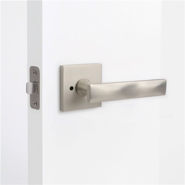 Poignée de porte intérieure droite Essex par McBowery privée/passage moderne combinée en nickel satiné