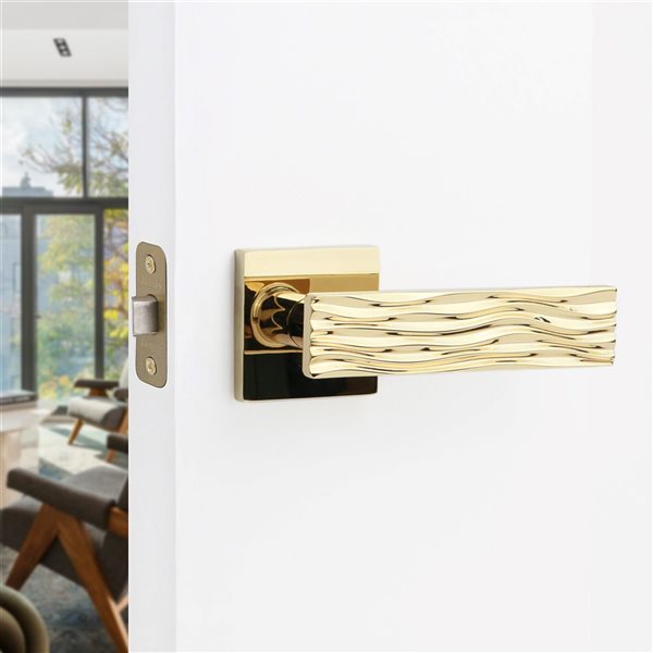 McBowery Ridge Polished Brass Combined Modern Interior Privacy/Passage Left Hand Door Handle