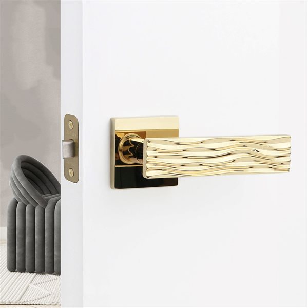 McBowery Ridge Polished Brass Combined Modern Interior Privacy/Passage Left Hand Door Handle