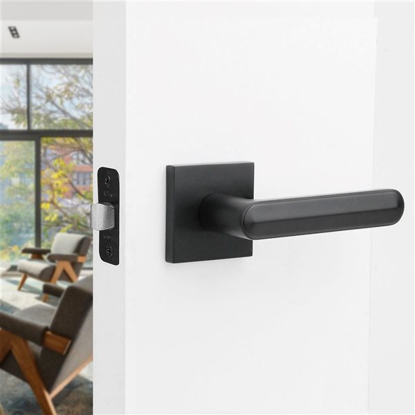 McBowery Beaux Matte Black Combined Modern Interior Privacy/Passage Left Hand Door Handle
