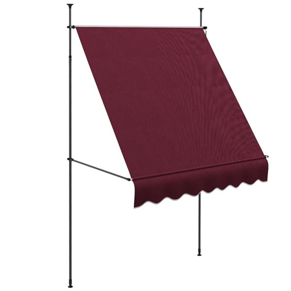 Auvent de terrasse rétractable Outsunny 6,5 x 4 pi en polyester rouge vin avec manivelle