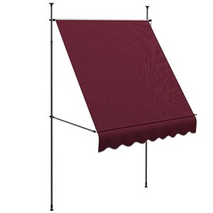 Outsunny 6.5 x 4-ft Red Wine Polyester Retractable Patio Awning w/ Manual Crank Handle