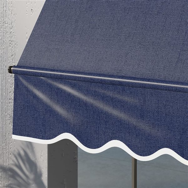 Outsunny 10 x 3-ft Blue Polyester Non-Screw Freestanding Patio Awning w/ Adjustable Poles