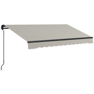 Outsunny 10 x 8-ft Light Grey Polyester Retractable Patio Awning w/ Manual Crank Handle