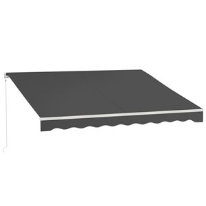 Auvent de terrasse rétractable motorisé Outsunny 12 x 10 pi en polyester gris foncé avec télécommande