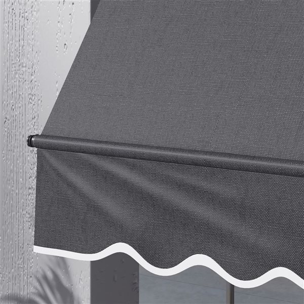 Outsunny 10 x 3-ft Dark Grey Polyester Non-Screw Freestanding Patio Awning w/ Adjustable Poles