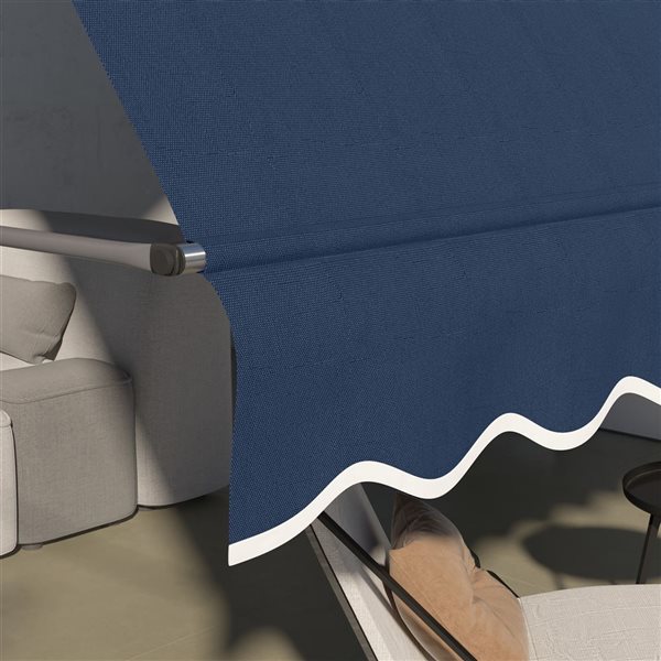 Outsunny 11.5 x 4-ft Blue Polyester Non-Screw Freestanding Patio Awning w/ Adjustable Poles